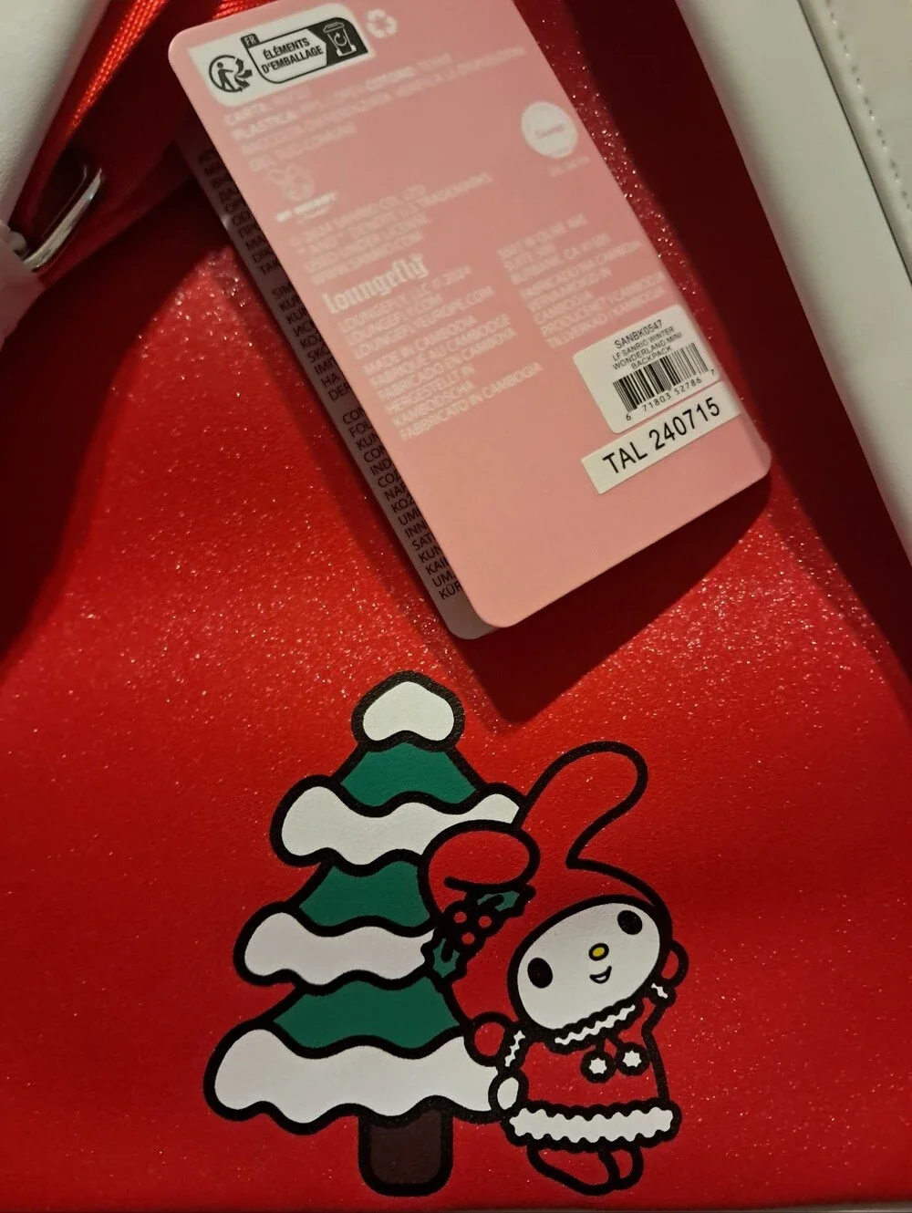NWT Loungefly My Melody Holiday Bell Mini Backpack
